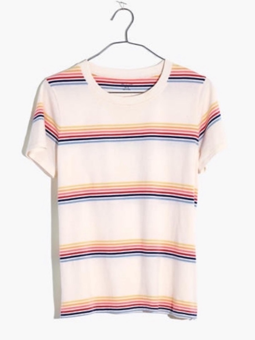 Madewell Northside Vintage Tee in Summerville Rainbow Stripe Top - Size Large